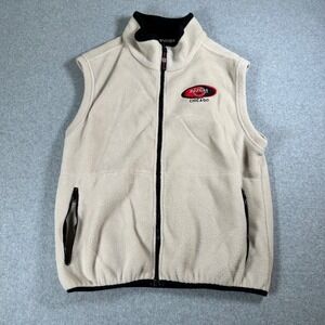VTG Hard Rock‎ Cafe Chicago Fleece Vest Full Zip Sleeveless Beige L